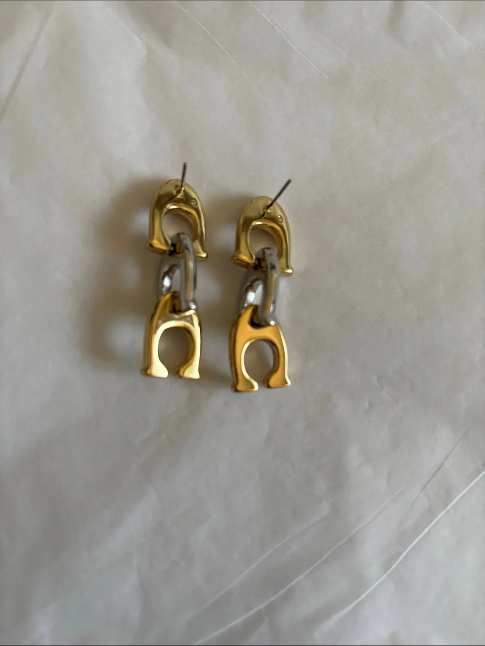 Coach signature 2 tone dangling earrings- Used